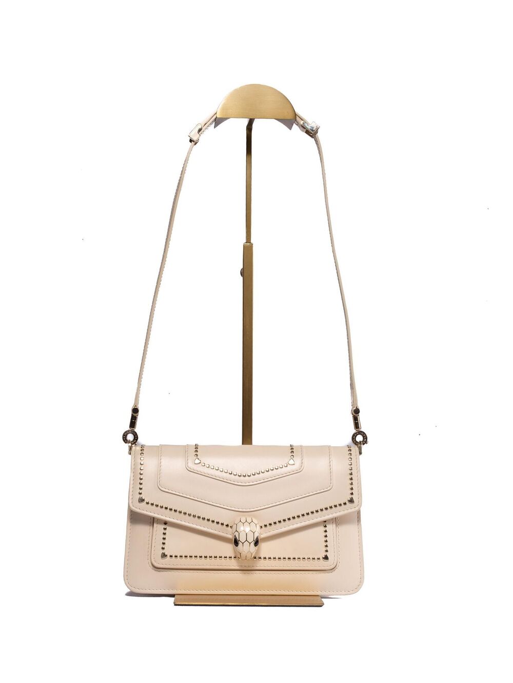 Bvlgari Cream Serpenti Studded Bag